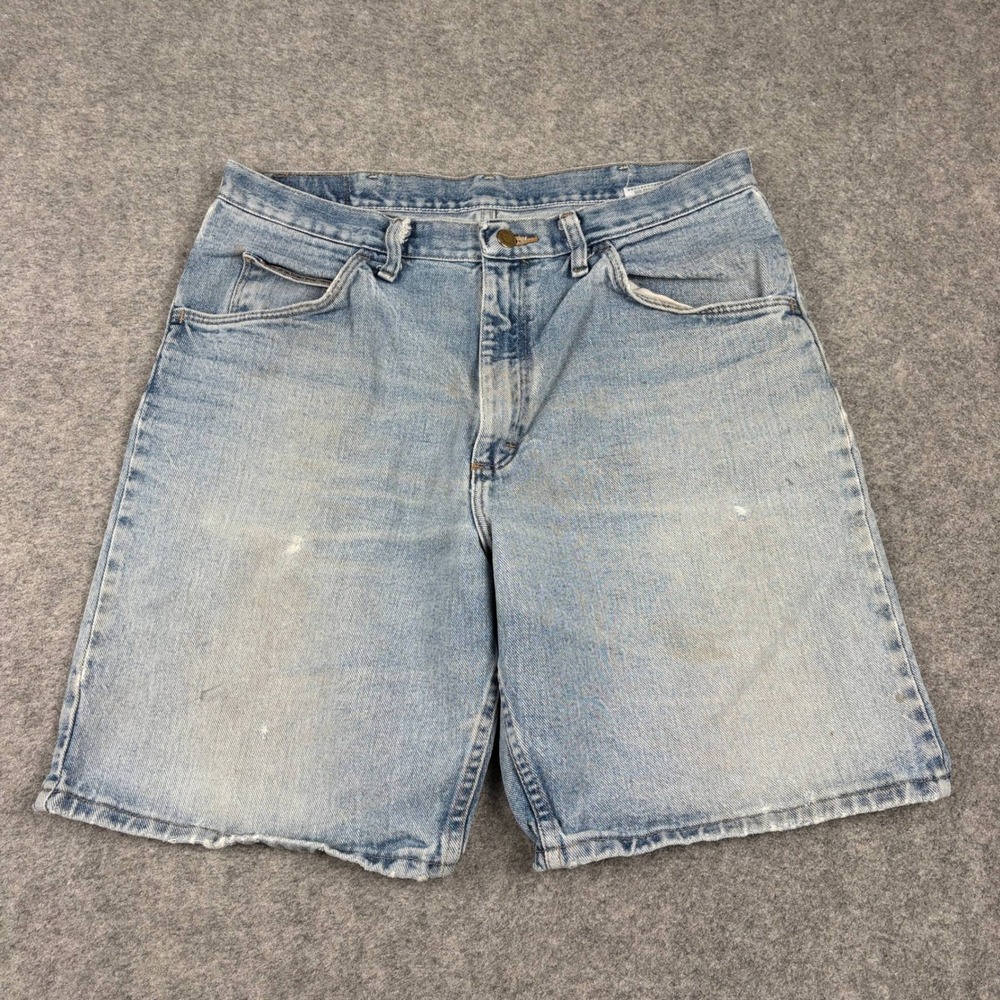 Wrangler Denim Shorts Mens Size 34 Light Wash Blue Jorts Workwear Outdoors Y2K